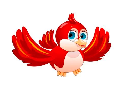 Red bird on white background Stock Illustration