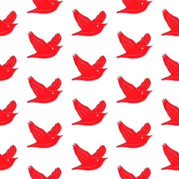 Red birds seamless pattern Stock Illustration