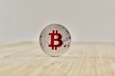 Red bitcoin coin Stock Photos
