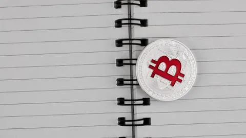Red bitcoin coin Stock Photos