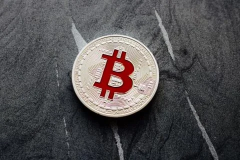 Red bitcoin coin Foto stock