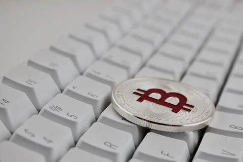 Red bitcoin coin Stock Photos
