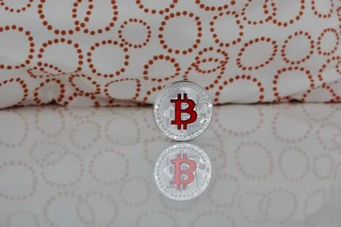 Red bitcoin coin Stock Photos