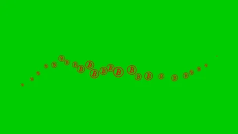 Red bitcoin coins wave green Stock Footage 232164474