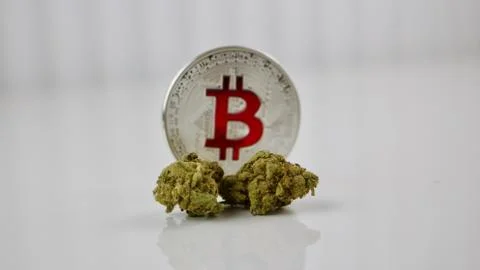 Red bitcoin marijuana Stock Photos