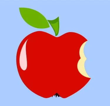 Red biten apple over blue Stock Illustration