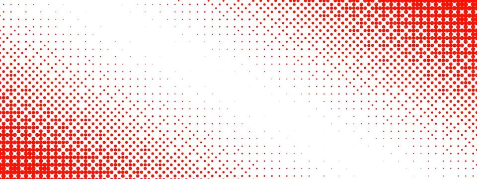 Red bitmap gradient texture. Corner dotted dither halftone background. Fading Illustrazione stock