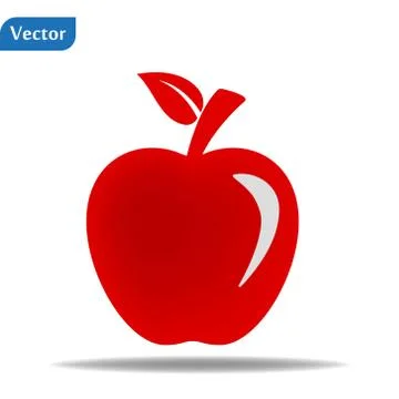 Red Bitten apple. Apple vector icon. Apple fruit illustration icon.Web design Stock Illustration