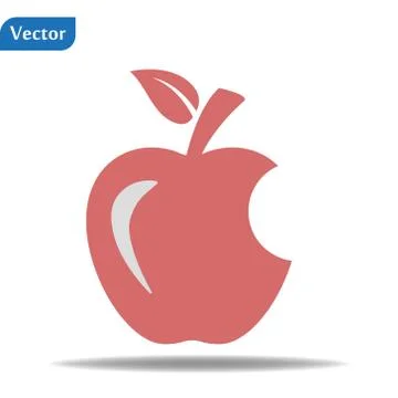 Red Bitten apple. Apple vector icon. Apple fruit illustration icon.Web design Stock Illustration