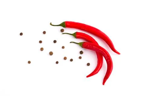 Red bitter pepper on a white background Stock Photos