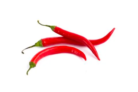 Red bitter pepper on a white background Stock Photos