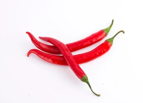 Red bitter pepper on a white background Stock Photos