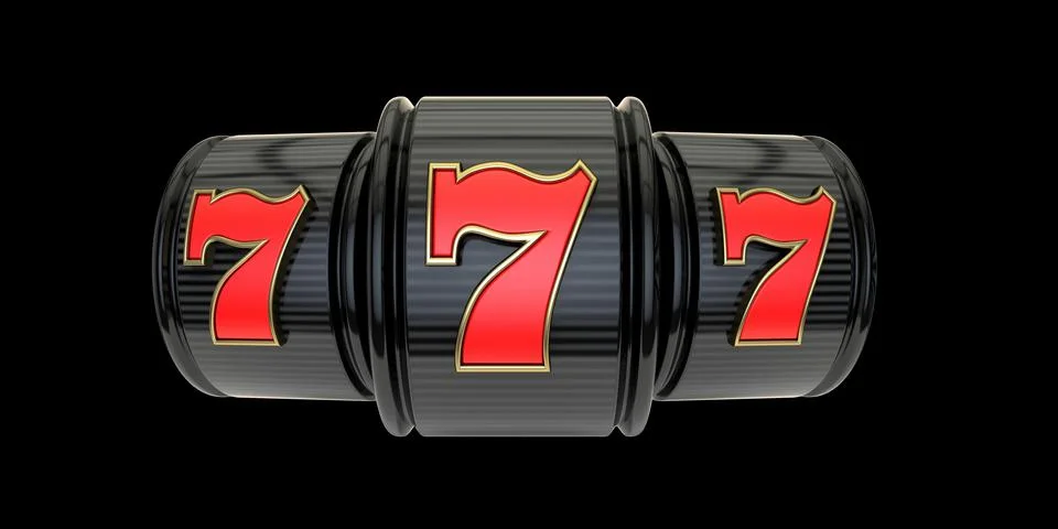 Red black 777 casino jackpot 3D Stock Illustration