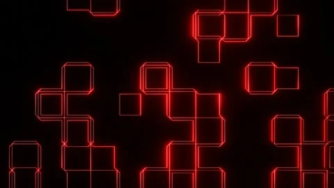 Red on Black Abstract Neon Glowing Moving Squares Background VJ Loop Stock Footage 246532724