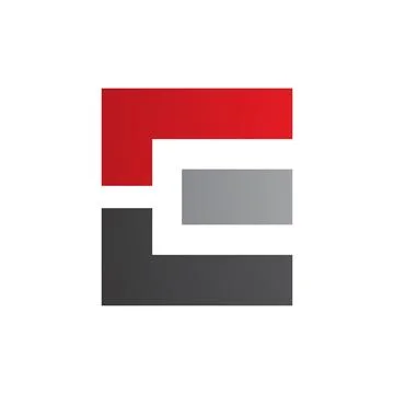 Red Black and Grey Rectangular Letter E Icon Stock Illustration