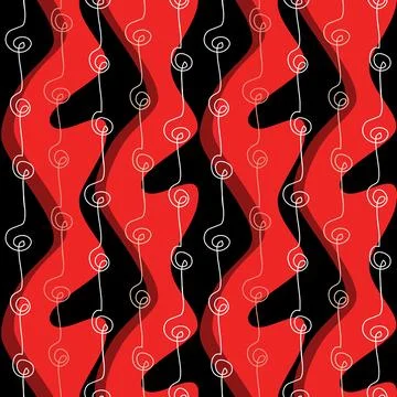 Red black contrast seamless pattern for textile design, art vector illustrati Stock Illustration