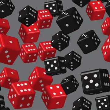 Red Black Dice Seamless Pattern, 3D Illustration Stock Illustration