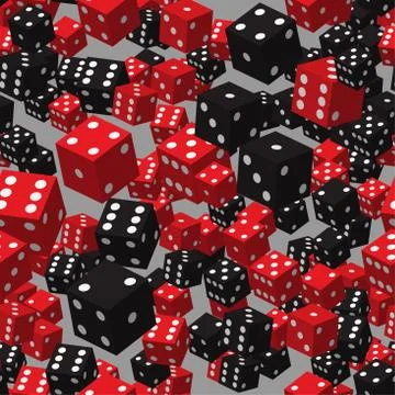 Red Black Dice Seamless Pattern, 3D Illustration Stock-Illustration