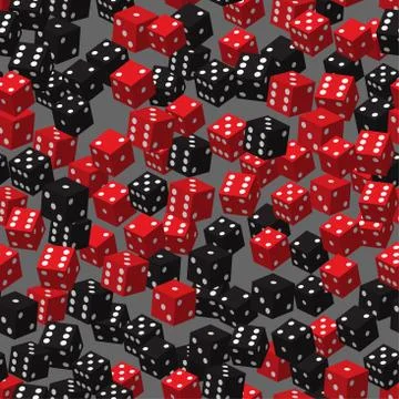 Red Black Dice Seamless Pattern, 3D Illustration Stock Illustration