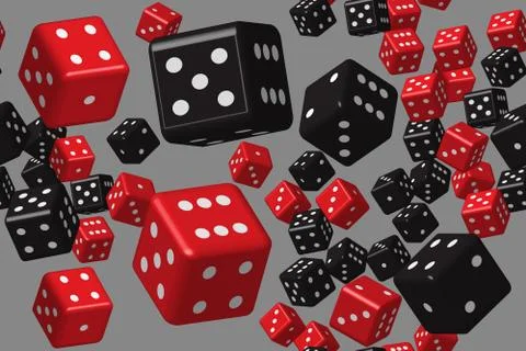 Red Black Dice Seamless Pattern, 3D Illustration Stockillustratie