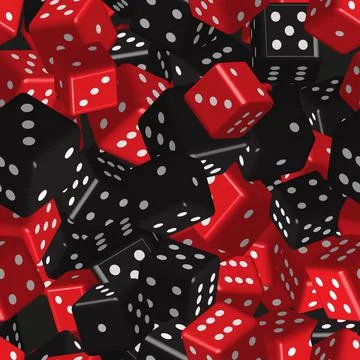 Red Black Dice Seamless Pattern, 3D Illustration Stock-Illustration