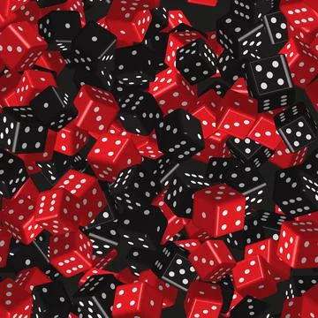 Red Black Dice Seamless Pattern, 3D Illustration Illustrazione stock