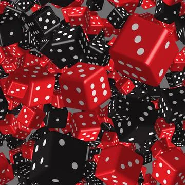 Red Black Dice Seamless Pattern, 3D Illustration Illustrazione stock
