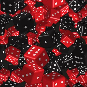 Red Black Dice Seamless Pattern, 3D Illustration Stock Illustration