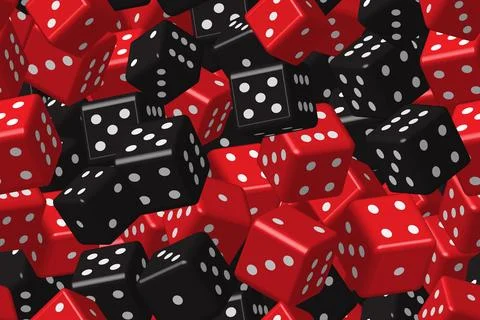 Red Black Dice Seamless Pattern, 3D Vector Illustration Stock Illustration