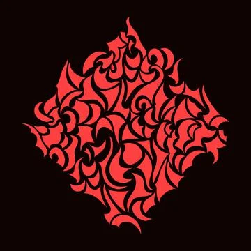 Red on black edgy background with spiky waves Stock Illustration