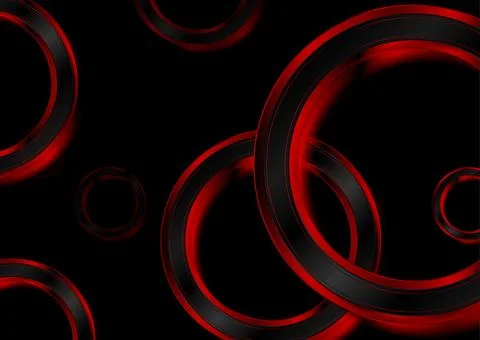 Red black glossy rings tech abstract futuristic background Stock Illustration