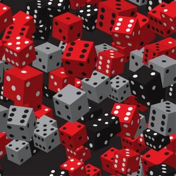 Red Black Grey Dice Seamless Pattern Stock Illustration