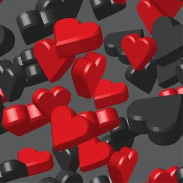 Red Black Hearts Seamless Pattern Illustrazione stock