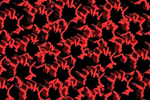 Red Black Isometric Background Seamless Pattern, 3D Illustration Stock Illustration