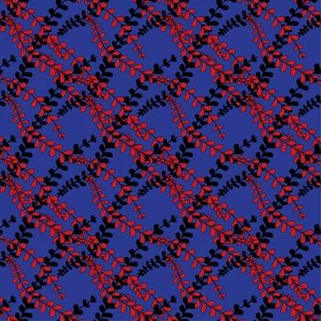 Red Black Leaves Seamless Pattern Stock Illustration