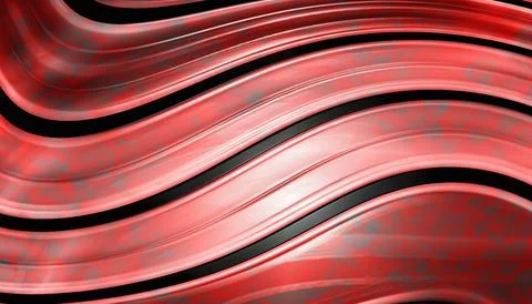 Red Black Metallic Abstract Wave Background with Glossy Chrome Diagonal Rib.. Stock Illustration