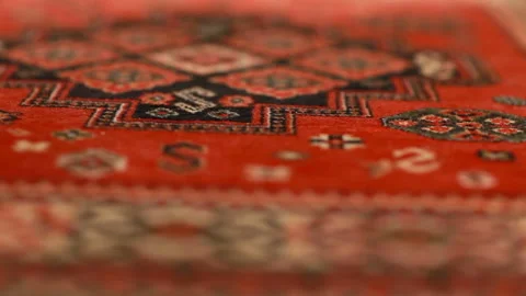 Red black pattern of the Persian Carpet Stock Footage 150385601