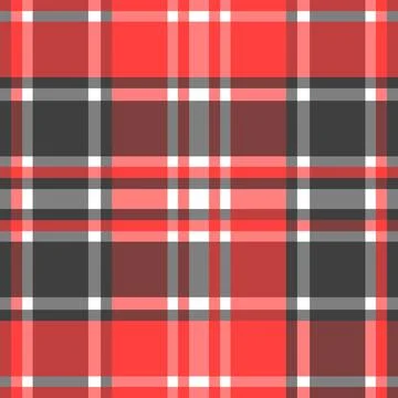 Red Black Plaid Check Pattern Seamless Tartan Textile Fabric Background Stock Illustration