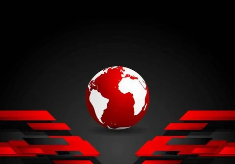 Red black tech contrast background with earth globe Red black tech contras... Foto stock