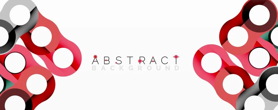 Red, black, white circles interlock. Modern design, abstract composition. Clean Stock Illustration