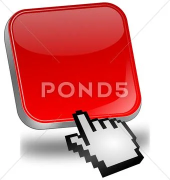 Red blank Button with cursor Stock Photos