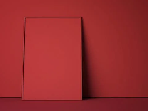 Red blank canvas in modern studio. 3d rendering Stock-Illustration