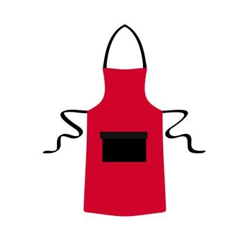 Red blank kitchen cotton apron isolated. Protective apron uniform for cooking Stock Illustration