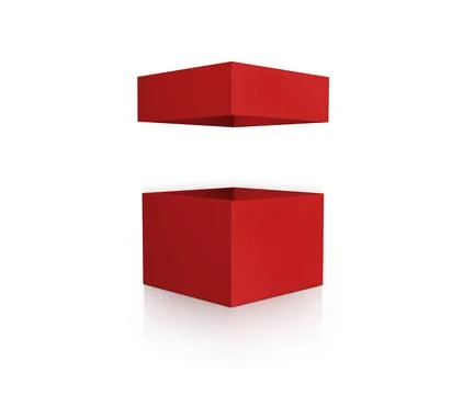 Red blank package Box. Isolated on white background. 3D render Stock Photos