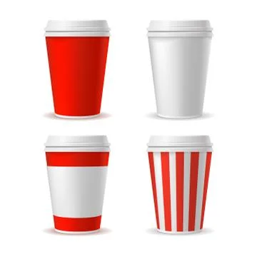 Red Blank Plastic Cup Set. Vector 库存插图