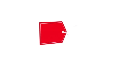 Red blank price tag rotates in 3D rendering. Vidéo 337061813