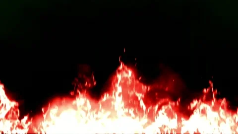 Red blazing fire flames burning border loop on black background Stock Footage 340996311