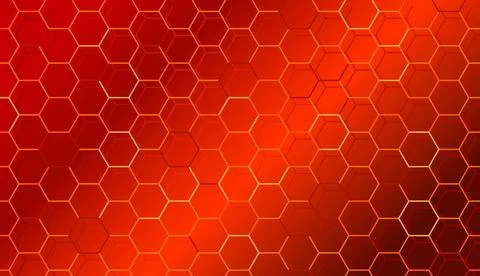 Red blazing honeycomb, grid background from honeycomb. Abstract hot pattern.  イラスト素材