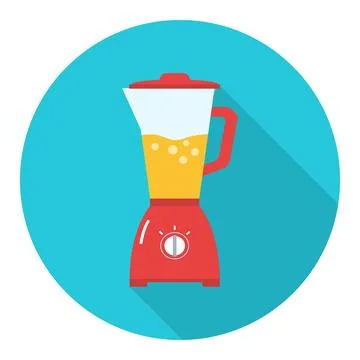 Red blender icon in blue circle with long shadow school board vector Stock Illustration