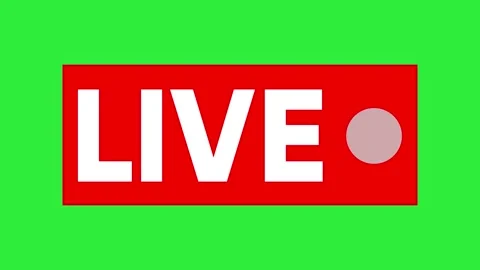Red blinking live on air motion graphics animation green background Stock Footage 299568879